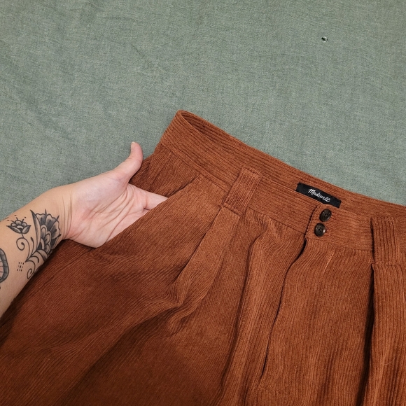 EUC Madewell burnt orange courderoy pleated slacks size 8 - Picture 8 of 10